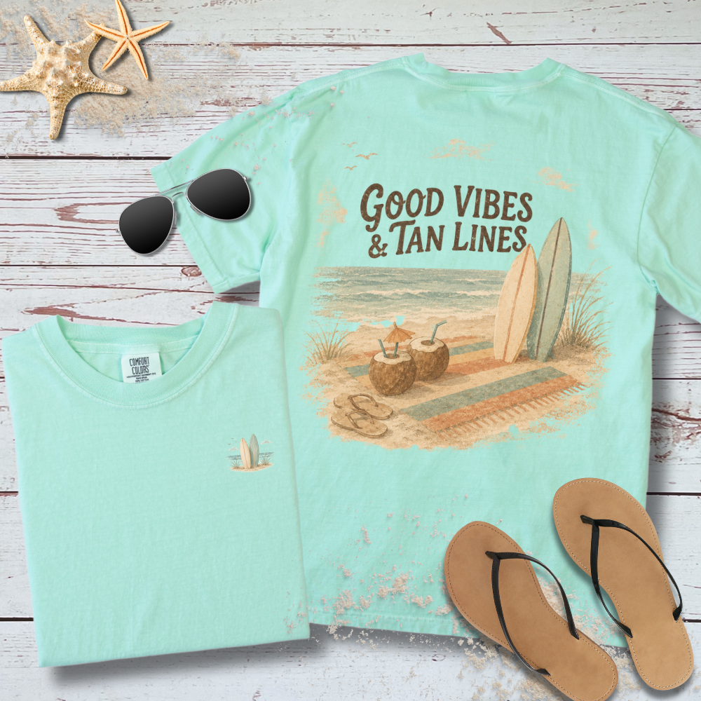 GOOD VIBES & TAN LINES T-SHIRT