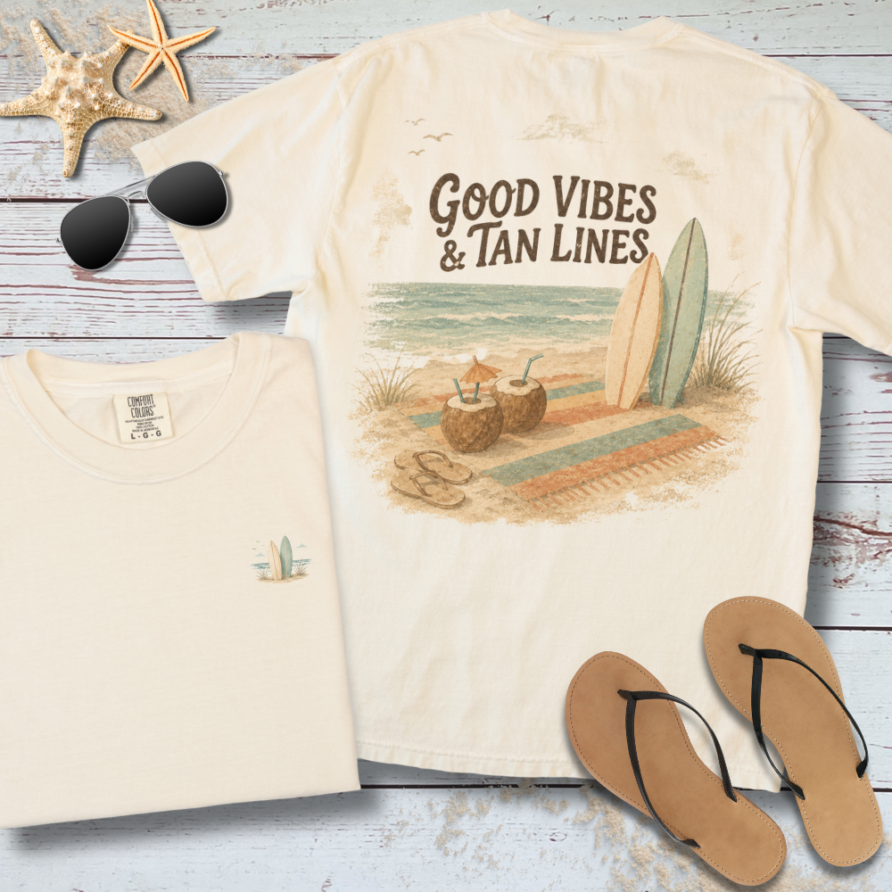 GOOD VIBES & TAN LINES T-SHIRT
