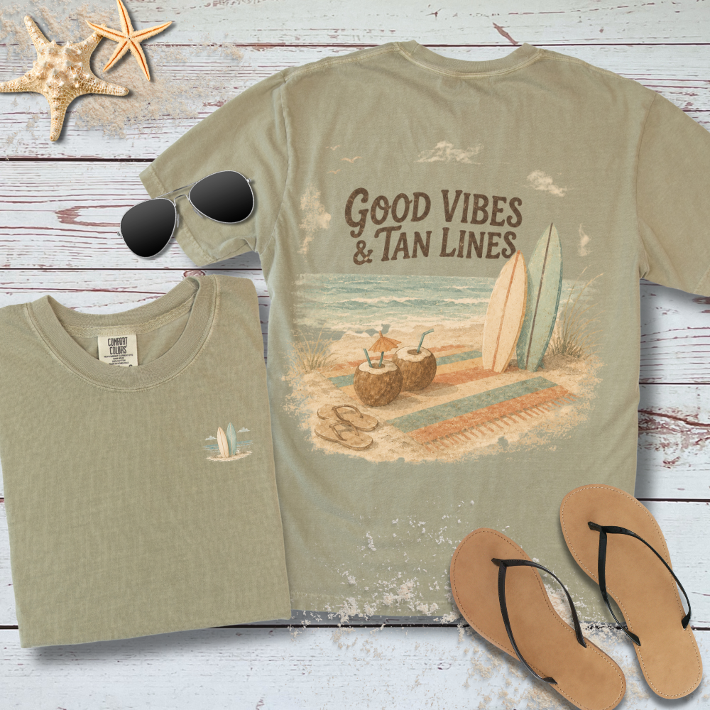 GOOD VIBES & TAN LINES T-SHIRT