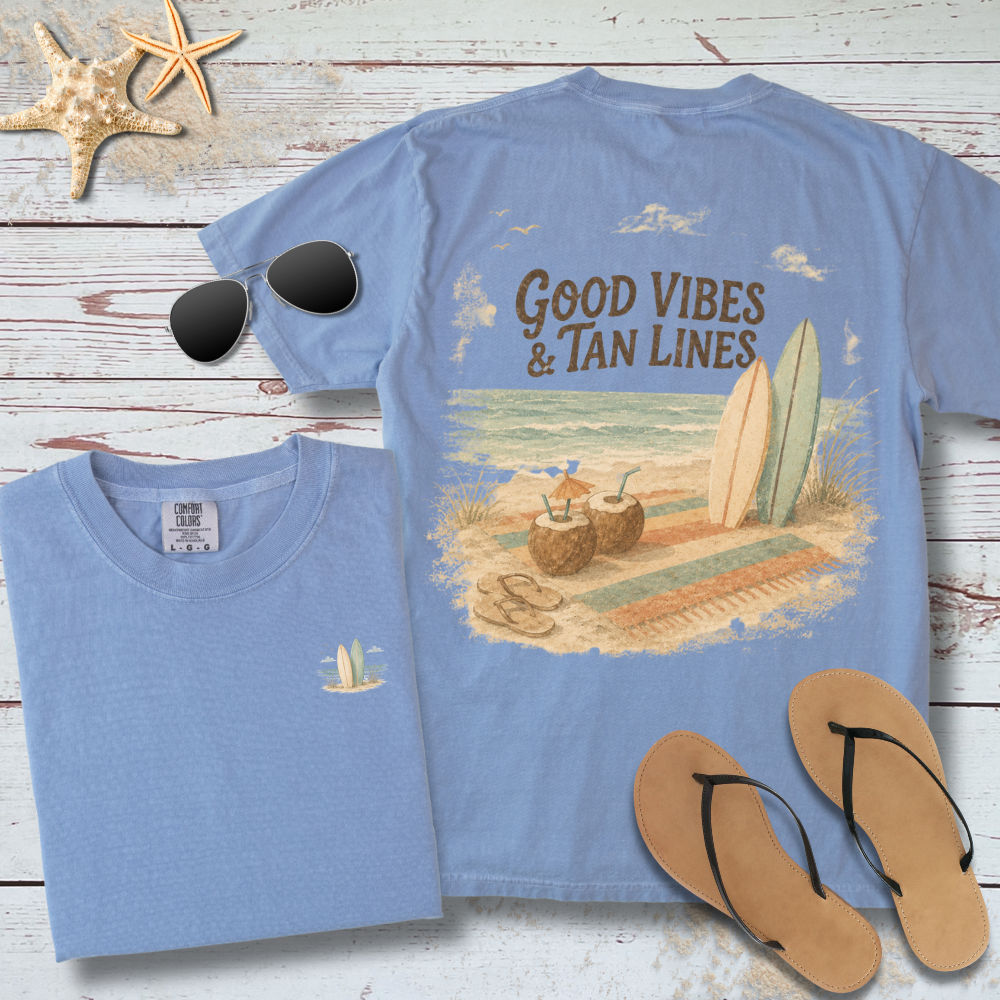 GOOD VIBES & TAN LINES T-SHIRT